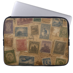 Vintage Postage Stamp Philatelic Ephemera Laptop Sleeve