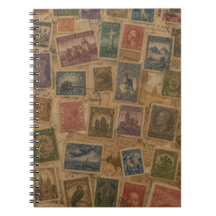 Vintage Postage Stamp Philatelic Ephemera Notebook