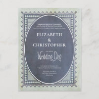 Vintage Postage Stamp Wedding Day Invitation