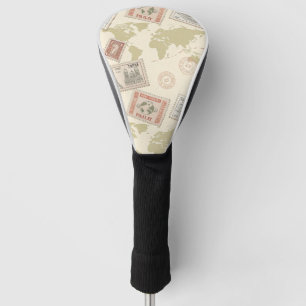 Vintage Postage Stamp World Map Travel Golf Head Cover