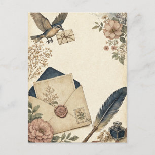 Vintage Postal Correspondence Illustrated Postcard