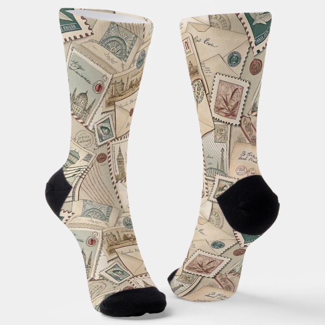 Vintage Postal Letters Socks (Angled)