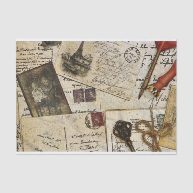 Vintage Postcard Decoupage Tissue Paper (Front)