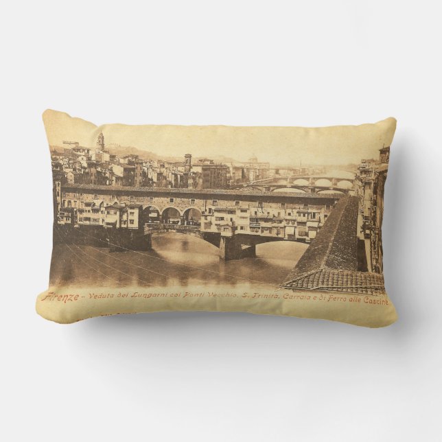 Vintage Postcard, Florence, Italy Lumbar Cushion (Front)
