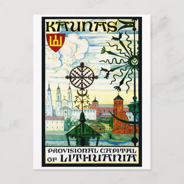Vintage postcard for Kaunas, Lithuania (Front)