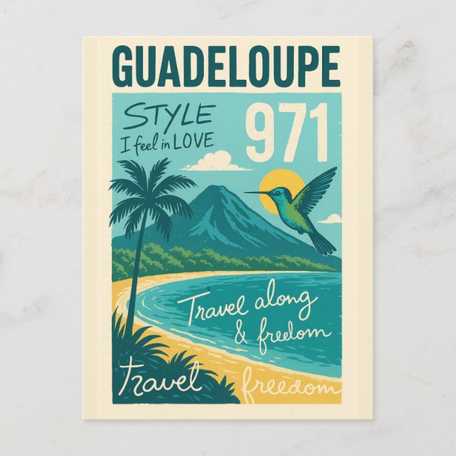 Vintage Postcard Guadeloupe, Dream Beach (Front)