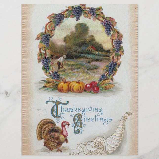 Vintage Postcard Holiday Turkey Flyer (Front)