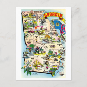 Vintage Postcard Map of Georgia
