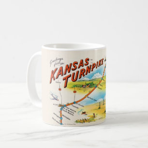 Vintage Postcard Map of Kansas the Turnpike Mug