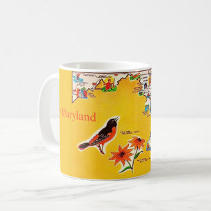 Vintage Postcard Map of Maryland Coffee Mug