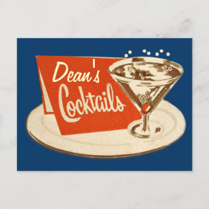 Vintage Postcard - Martini Glass Cocktails