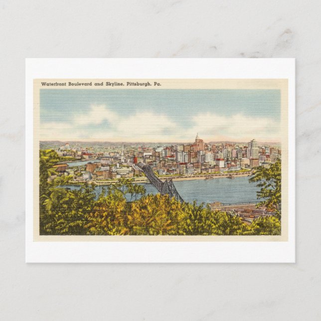 Vintage Postcard of Pittsburgh Skyline (Front)