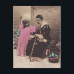 Vintage Postcard Santa Claus Pere Noel & Angel<br><div class="desc">Christmas Scene Based on an antique 1900s postcard</div>