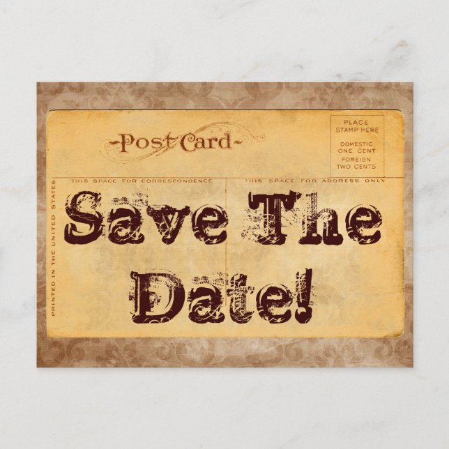 Vintage Postcard Save The Date! Invitation (Front)