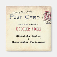 Vintage Postcard Stamp Wedding Save The Date