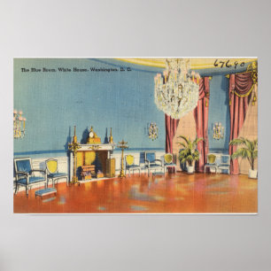Vintage Postcard ,The White House Blue Room Poster