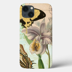 Vintage Postcard with Butterflies and Flowers iPhone 13 Case