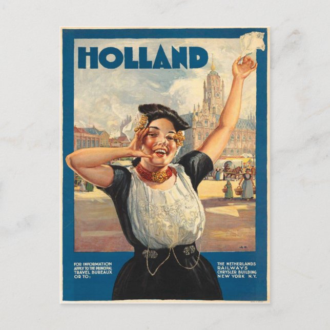 Vintage Postcard With Holland Poster Print (Front)