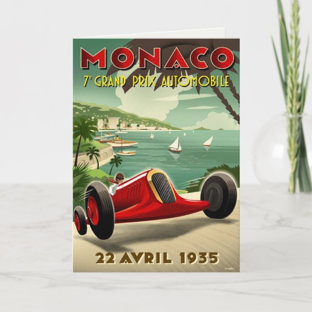 Vintage Postcard With Racing Sport Poster Print (Front)