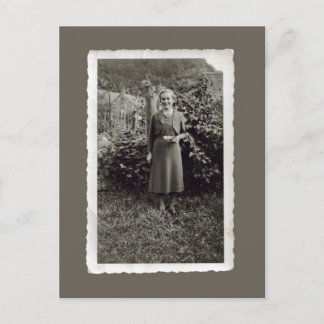 Vintage Postcard - Young woman in vineyard