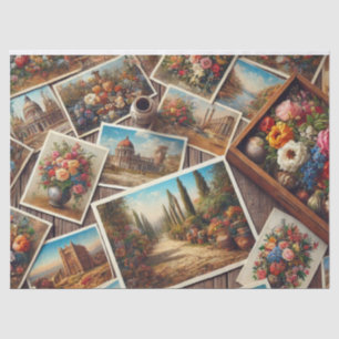 Vintage Postcards Decoupage Craft Tissue Paper