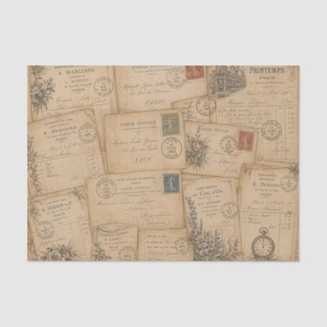 vintage postcards tissue paper (Front)