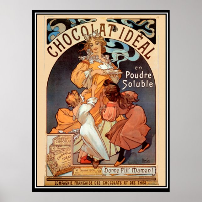 Vintage Poster alphonse mucha Chocolate Ad (Front)