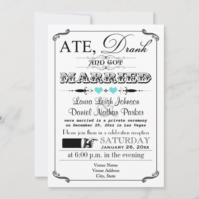 Vintage Poster and Chalkboard Wedding Invitation 3 (Front)