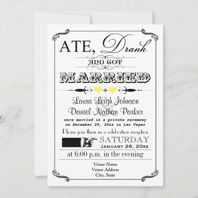 Vintage Poster and Chalkboard Wedding Invitation 7 (Front)