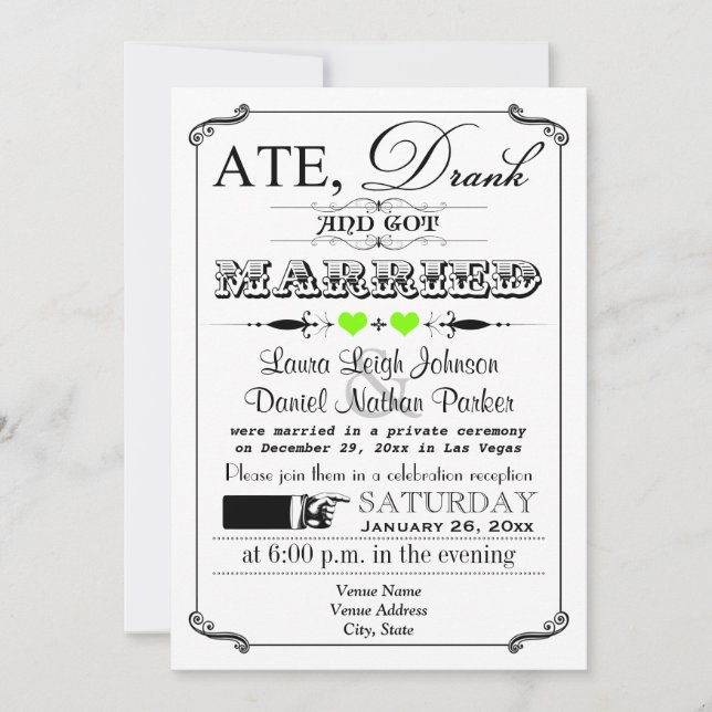 Vintage Poster and Chalkboard Wedding Invitation 7 (Front)