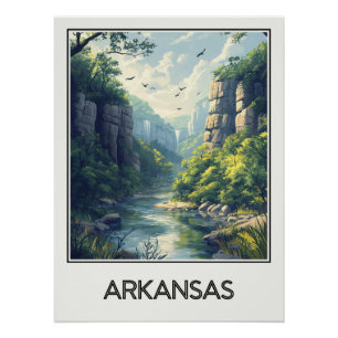 Vintage Poster Arkansas, Wild Nature and Cascad