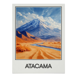 Vintage poster Atacama, desert and snowy peaks