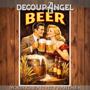 Vintage Poster Beer Celebration Decoupage Tissue Paper