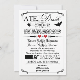 Vintage Poster & Chalkboard Wedding Invite - Red
