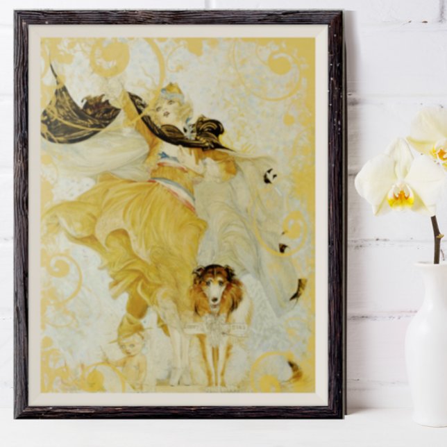 Vintage Poster Collie Dog and Fashion Diva (Creator Uploaded)