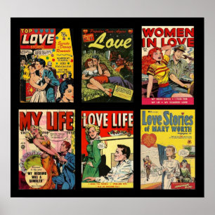 Vintage Poster Comic Book Covers Love Stories