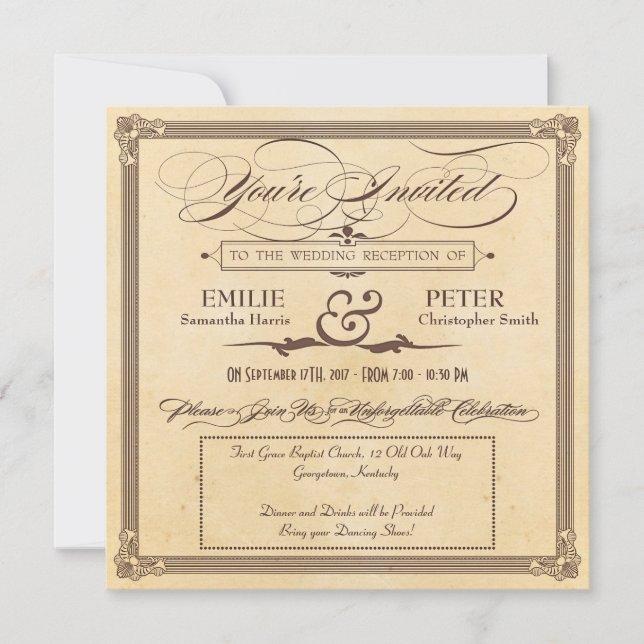 Vintage Poster Cream & Brown Reception Only (Front)