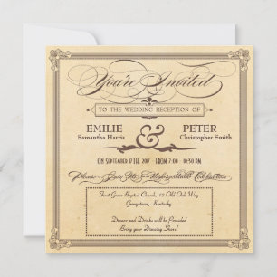 Vintage Poster Cream & Brown Reception Only