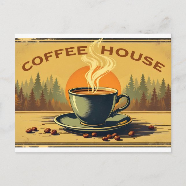 Vintage poster for coffee house postcard (Front)