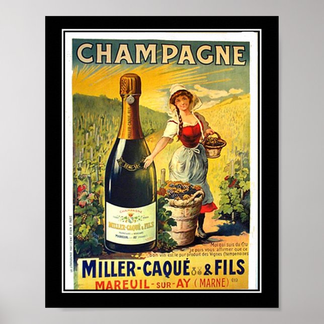 Vintage poster French Girl With Champagne Ad (Front)