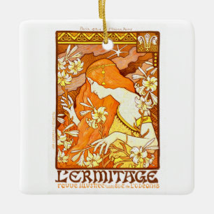 Vintage Poster French Magazine Art Nouveau Woman Ceramic Ornament
