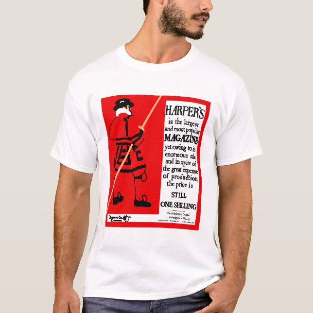 Vintage Poster Harper's Magazine Beefeater T-Shirt (Front)