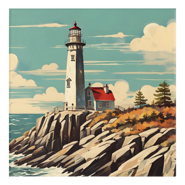 Vintage Poster Lighthouse Acrylic Print (Front)