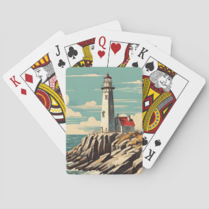 Vintage Poster Lighthouse Playing Cards