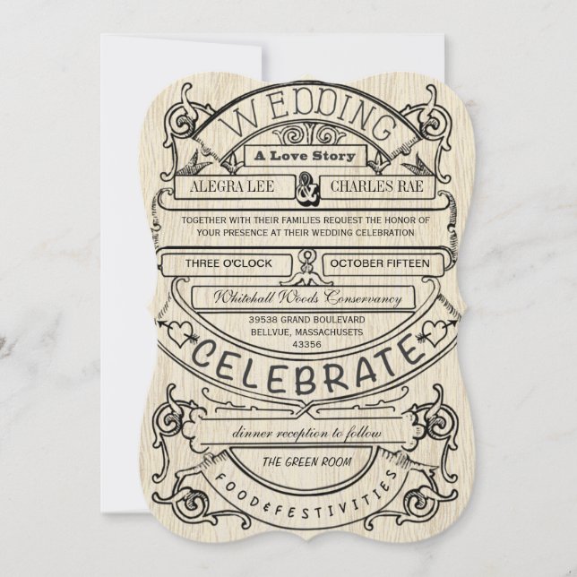 Vintage Poster Modern Typography Wedding Invitation (Front)