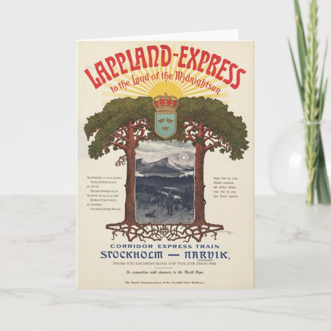 Vintage Poster Of The Lappland-Express Train Card (Front)