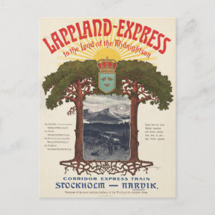 Vintage Poster Of The Lappland-Express Train Postcard
