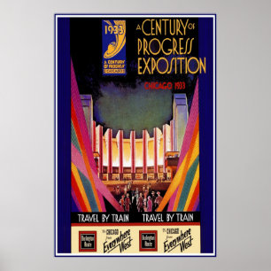 Vintage Poster Print Chicago Train