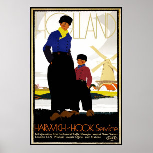 Vintage Poster Print Holland Windmill