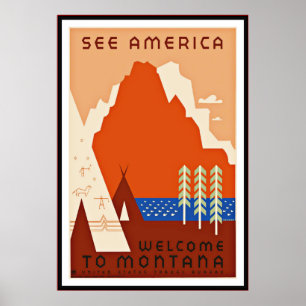 Vintage Poster Print See Amercia Montana large